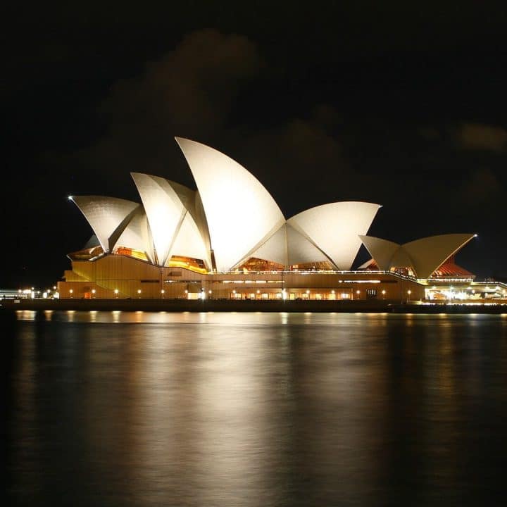 Sydney Opera House at night from Dawes Point