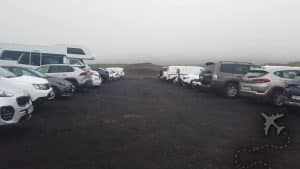 Fagradalsfjall car park, totally fogged in