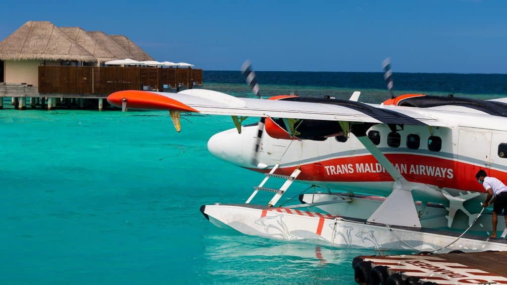 Trans Maldivian Airways sea plane transfer